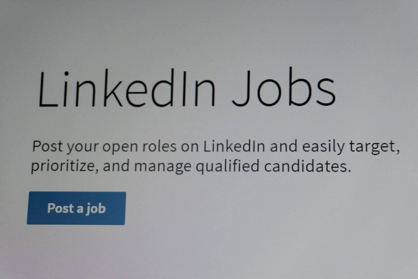 Linkedin jobs interface with 'post a job' button